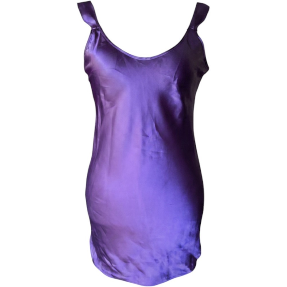 VTG Honors Intimates Purple Satin Chemise Low Back Slip Dress M Y2K Coquette
